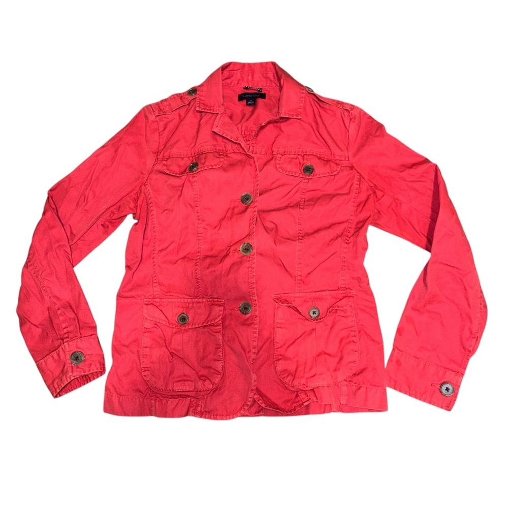 LANDS' END Coral Button Down Military Utility Jacket Women’s Size 4